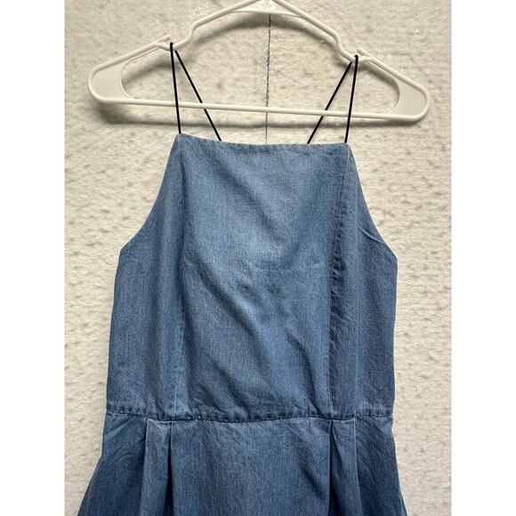 Kate Spade Saturday Denim Mini Dress Size 12 Cross Back Strappy Casual Chic - Picture 2 of 12
